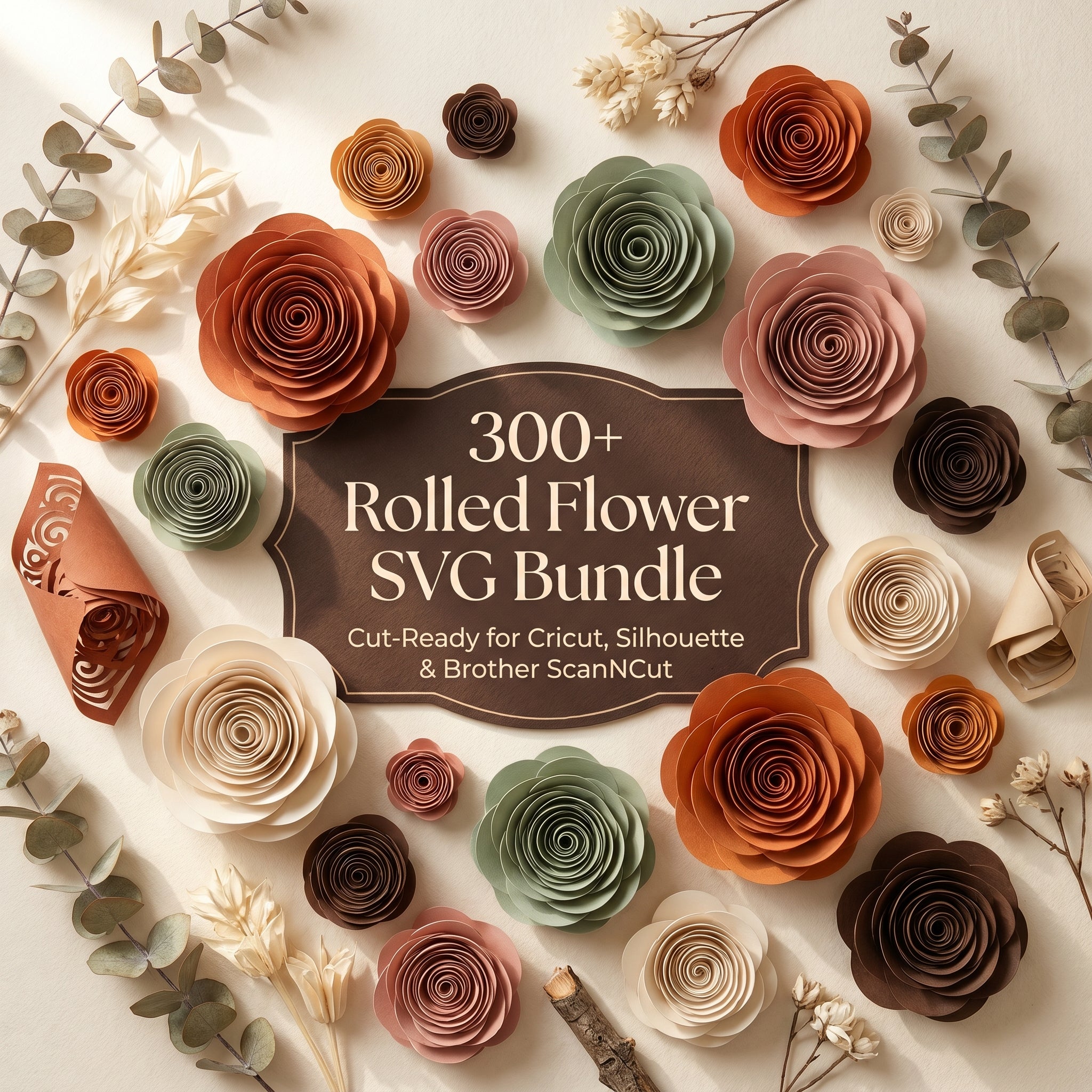 300+ Rolled Flower SVG Bundle