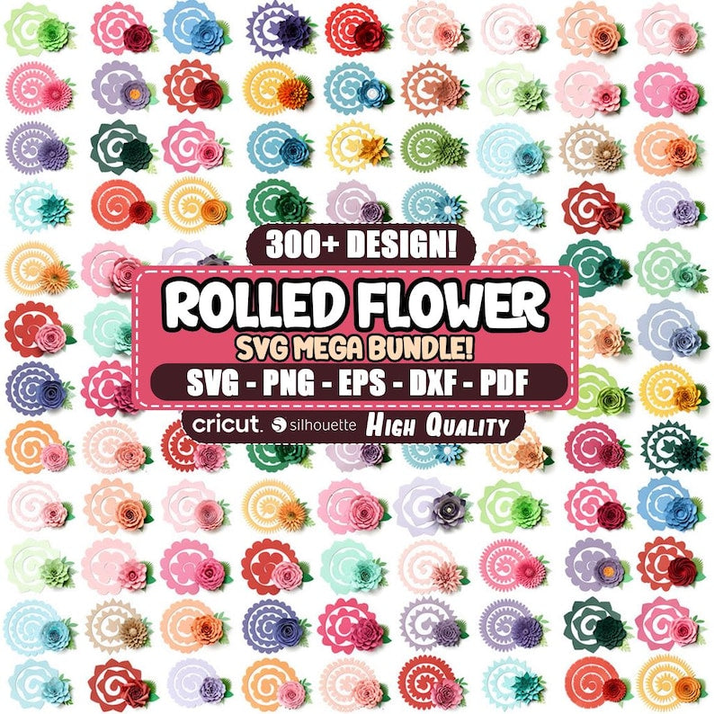300+ Rolled Flower SVG Bundle